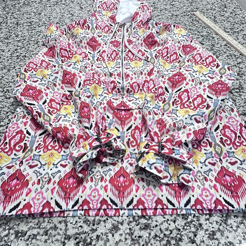 Alice + Olivia Anorak Half-Zip Hoodie Vntg Malibu Print Boho Sz Lg See Descript - Picture 5 of 11